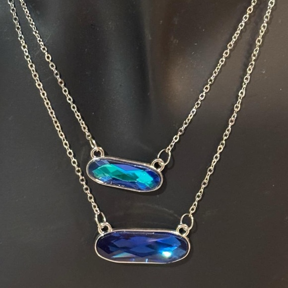 Blue gem jewelry silver 3pc set earrings , bracelet , & necklace - Picture 3 of 3